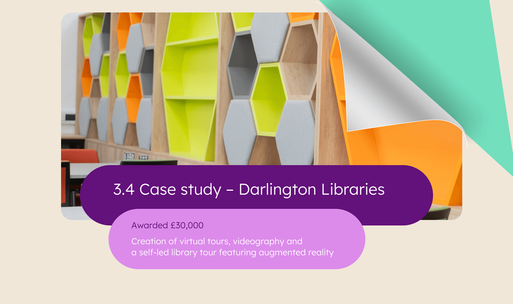 A screenshot from a PDF document. It shows some colourful hexagonal shelves and the title 'Case study: Darlington Libraries'.