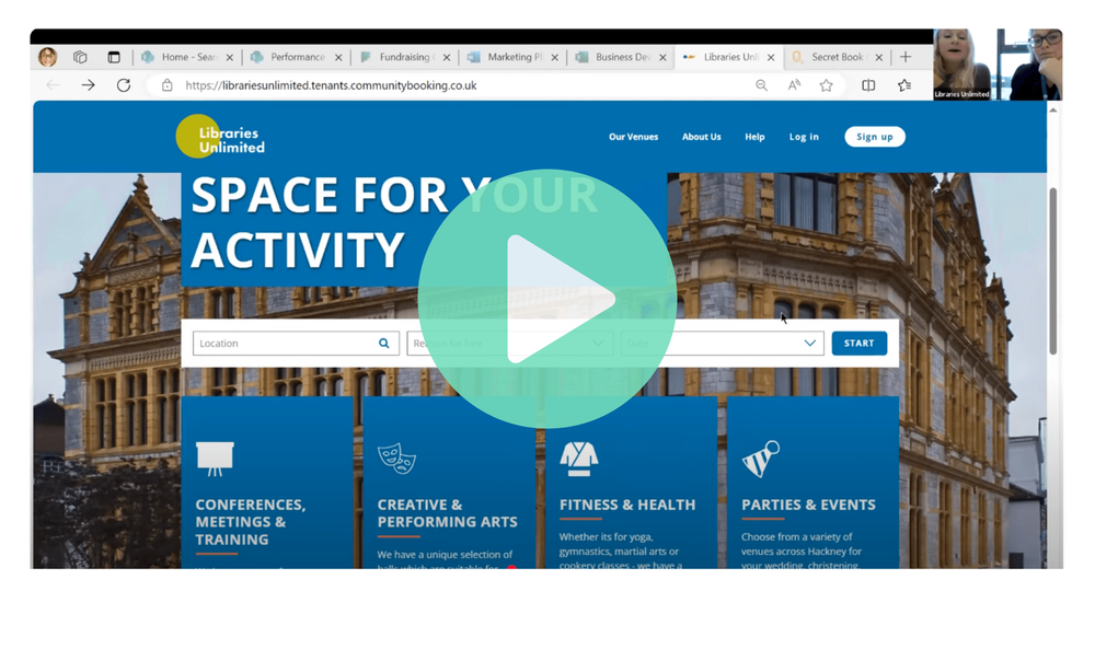 A screenshot from the Libraries Unlimited web page. It shows a landing page with the title 'Space for your activity'.