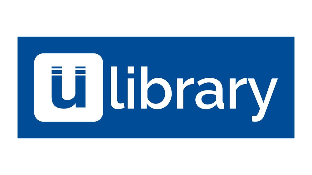 The uLibrary logo featuring a blue rectangle with a white square icon containing a stylized "u" and the word "library" in white text.
